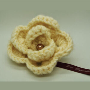 knitted rose - beige flower brooch