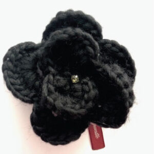 knitted black rose - flower brooch