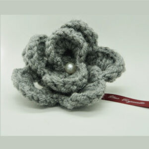 knitted rose - grey flower brooch
