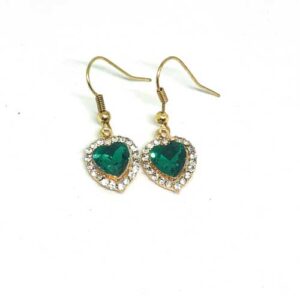 heart earrings - green earrings