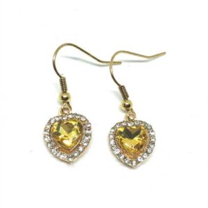 earrings heart - yellow crystals